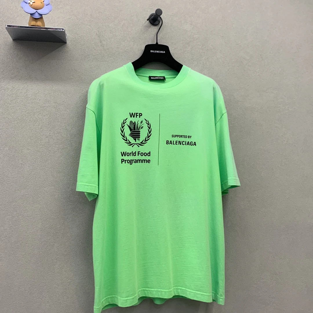 Balenciaga/巴黎世家男女同款 绿色夏季短袖 时尚简约 夏潮流百搭