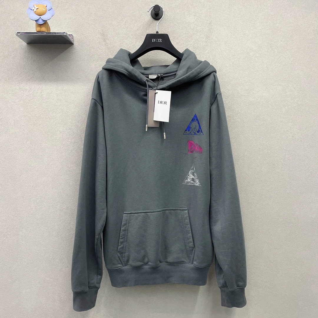 99新 DIOR/迪奥 迪奥灰色印花卫衣百搭休闲/尺码xs/VVH008724