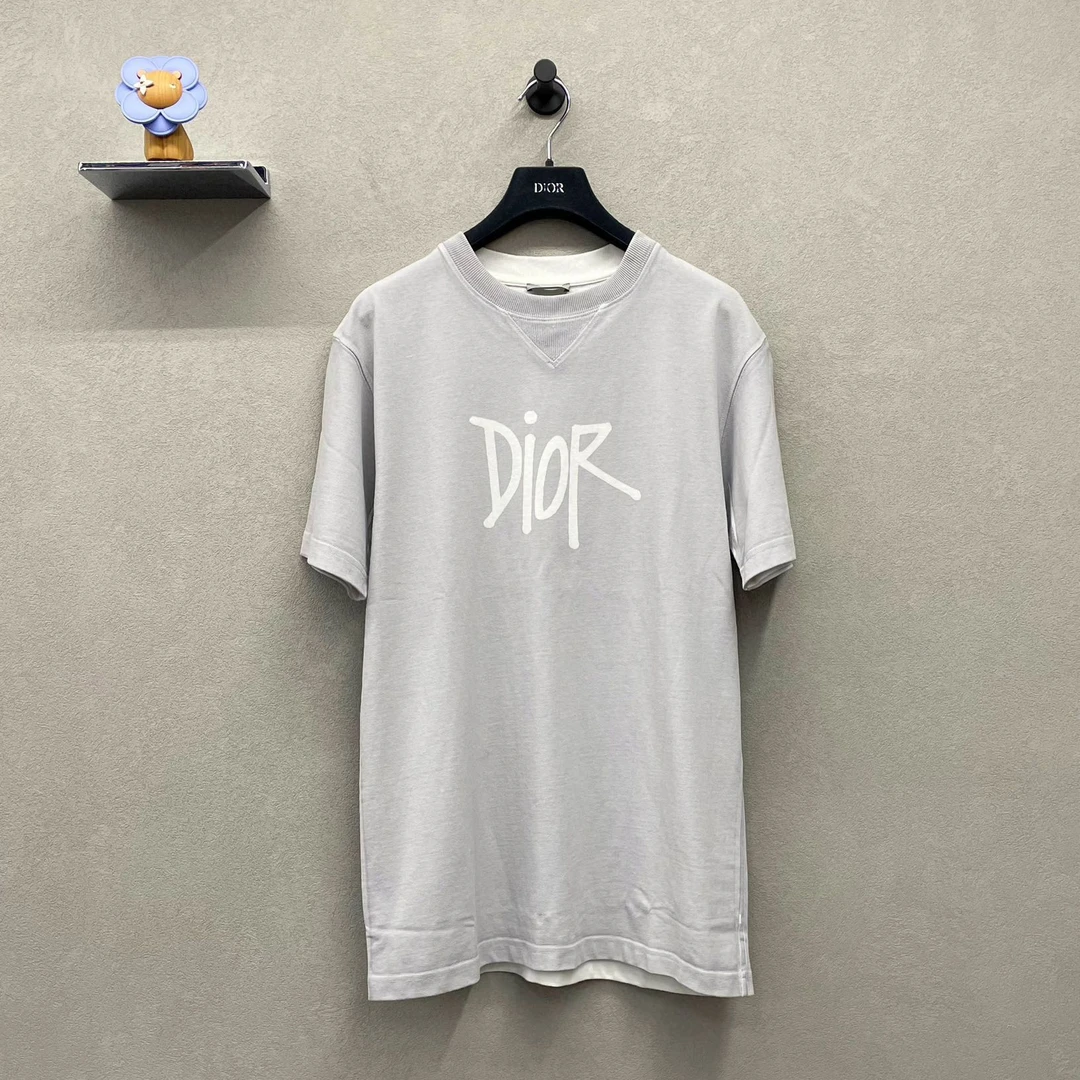 DIOR/迪奥灰色休闲大logo短袖  颜色时尚百搭