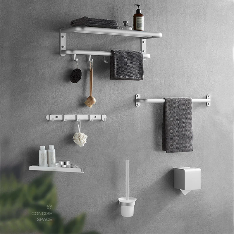 【免安装】箭牌太空铝浴室卫生间马桶刷毛巾架五排挂钩挂件六件套