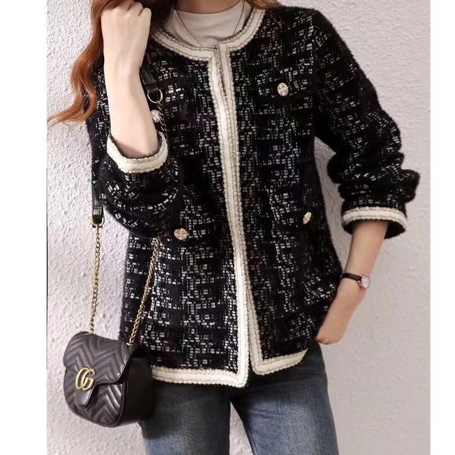 007-【港版小香风开衫】黑高级感气质针织女春秋款