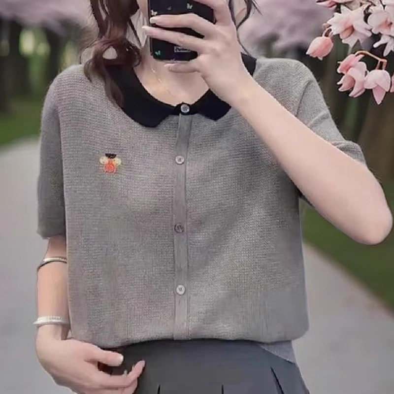 262【灰小蜜蜂】B高级感气质针织女夏装