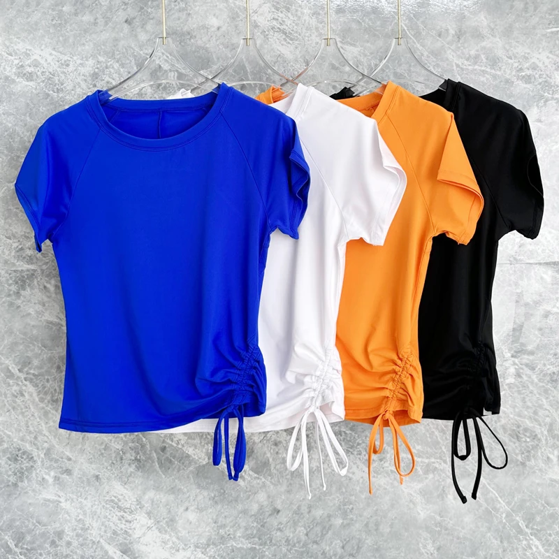 瑜伽运动短袖女夏季薄款休闲时尚弹力修身速干透气百搭瑜伽服上衣