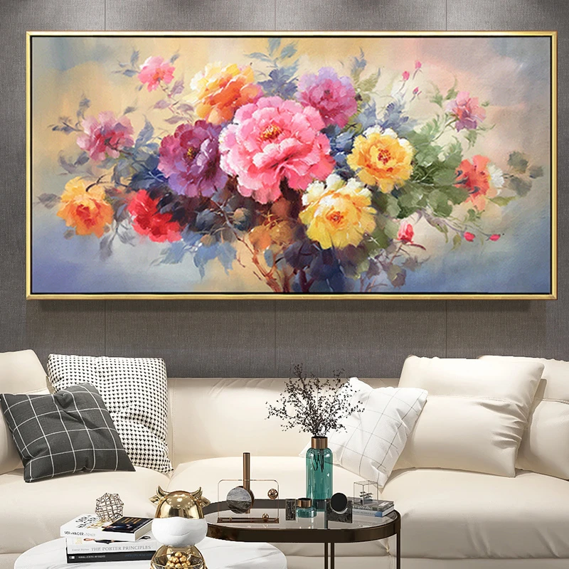 【真彩】客厅画花开富贵国色天香十字绣66色满绣无勾边180X80cm