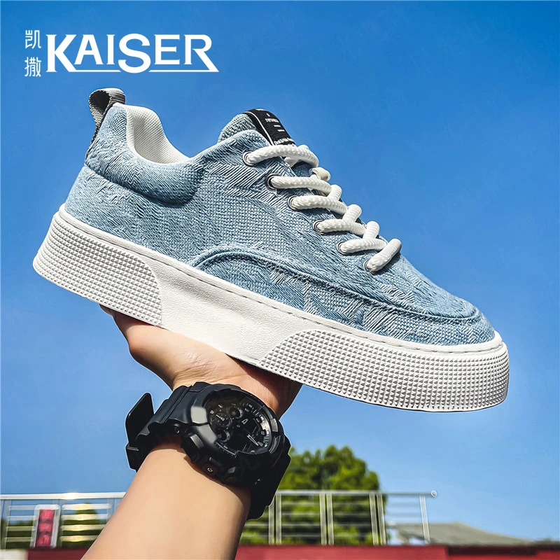 KAISER/凯撒·男鞋小众印花时尚厚底潮鞋子男士帆布鞋百搭休闲板鞋