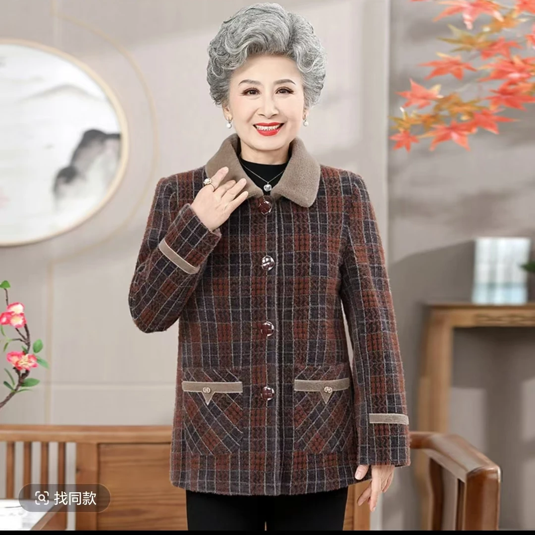 7530 红 中老年女装加绒加厚棉衣冬季新款棉袄妈妈冬装棉服（李军）