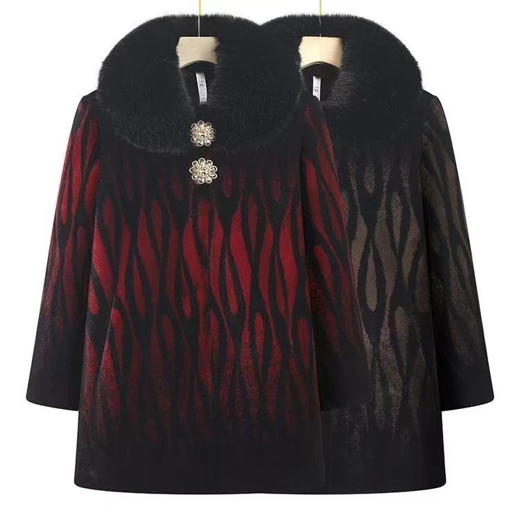 7517 气质中老年女装毛衣大码洋气时尚中长款加厚冬季 李世克