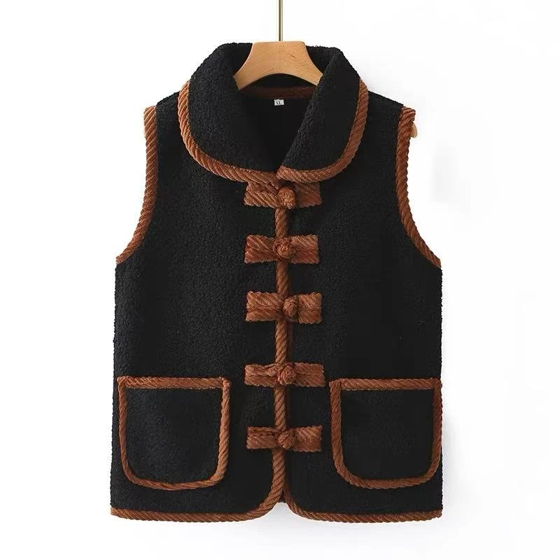 7655-秋冬季中老年人妈妈装颗粒女保暖坎肩洋气背心奶奶装【4号仓】