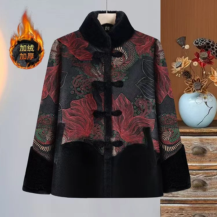 7462-秋冬新款妈妈装保暖加厚时尚中老年妈妈装外套