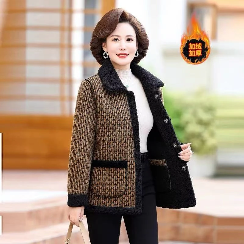 7650-中年妈妈冬装洋气女士毛呢中老年人秋冬季棉衣【货位四号仓】