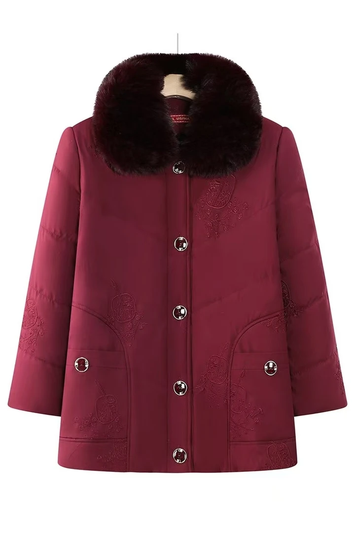 7629老年人冬装女奶奶装保暖外套加绒加厚老太太棉衣（康燕）