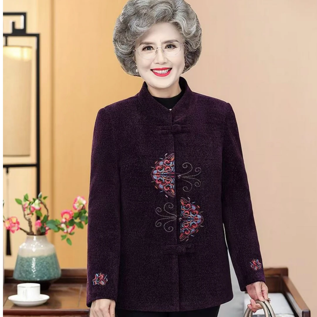 7680妈妈装外套70岁80老人衣服中老年人冬季女奶奶加绒立领（正）