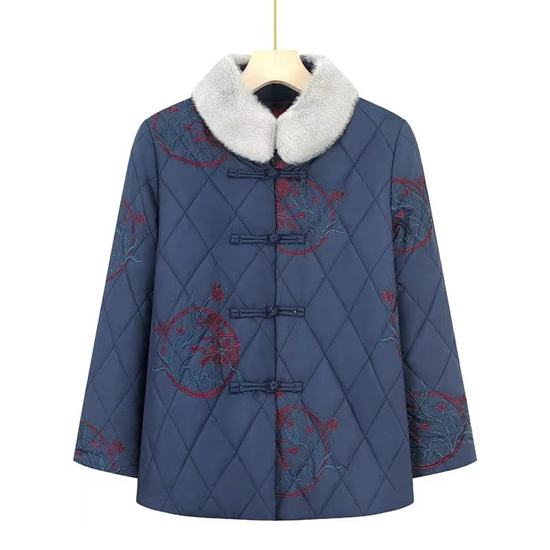 7207-妈妈外套新款宽松休闲中老年女装外套棉服