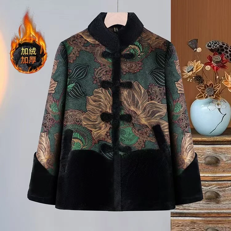 7462-秋冬新款妈妈装保暖加厚时尚中老年妈妈装外套