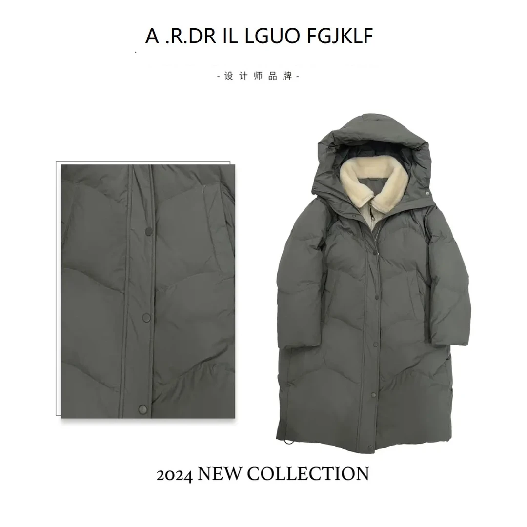 仿白兔假两件羽绒服长款2024爆款90%白鸭绒19