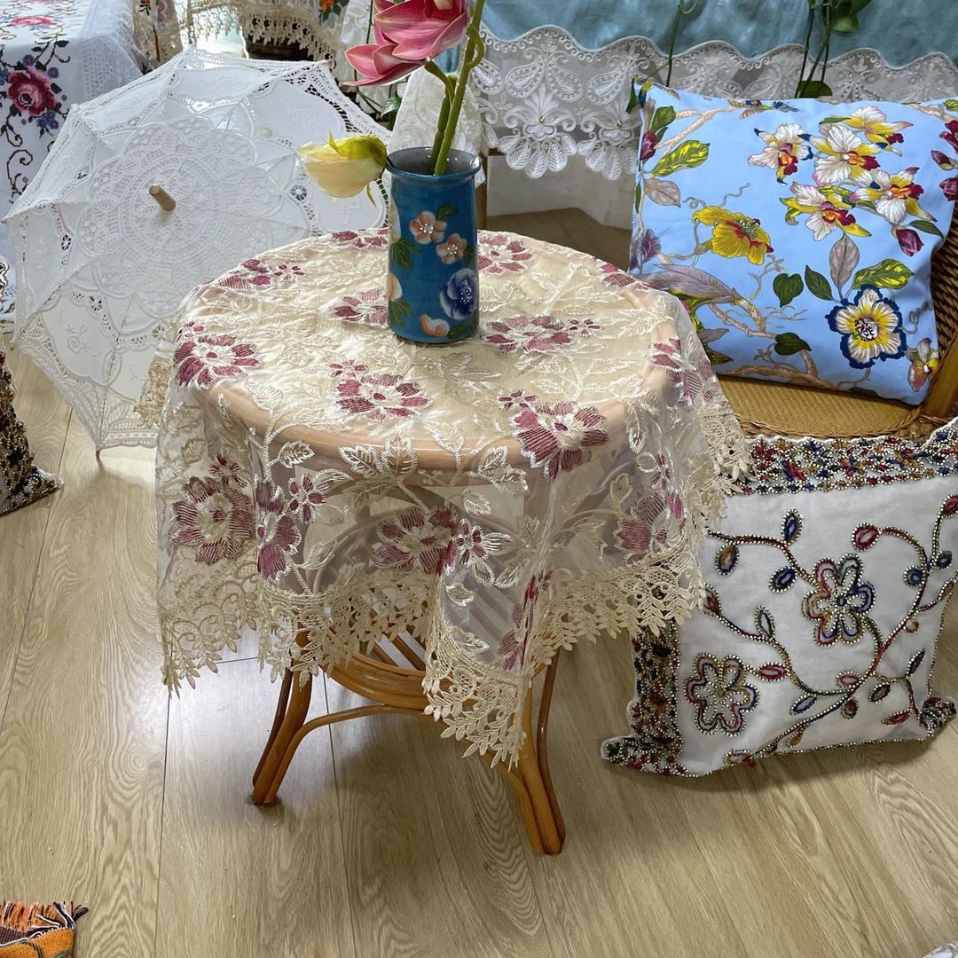 DY115-2玻璃纱（85cm）粉色双牡丹花多功能盖巾