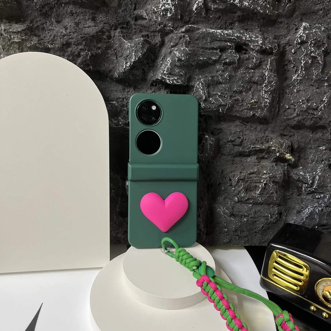 适用于华为p50pocket手机壳磨砂铰链全包保护壳pockets外壳爱心潮