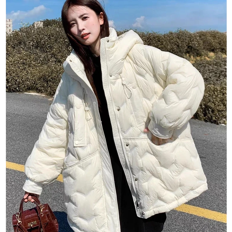 2024设计感小香风时尚中长款羽绒服