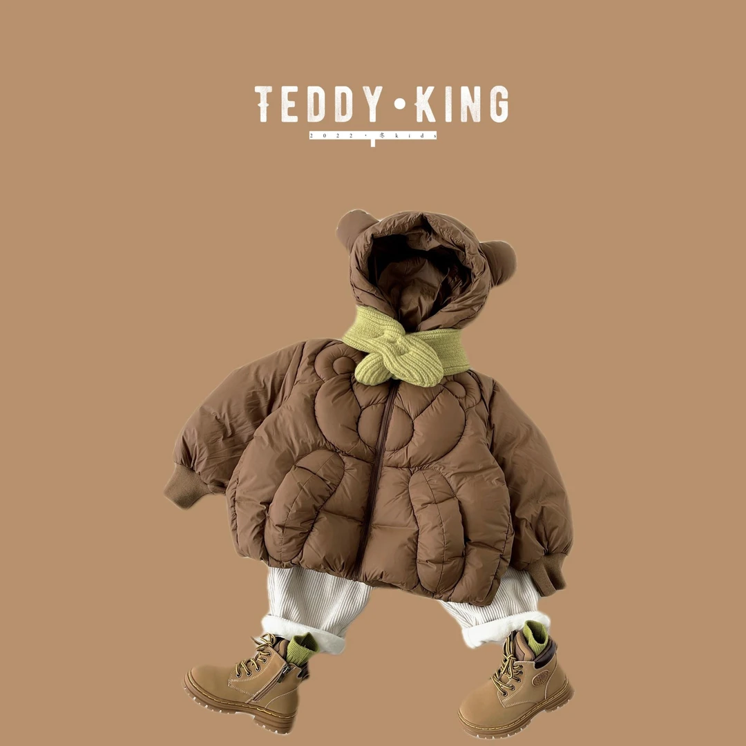 【Teddy King】2023冬 中小童韩版新 连帽可爱熊羽绒服 TXB22565
