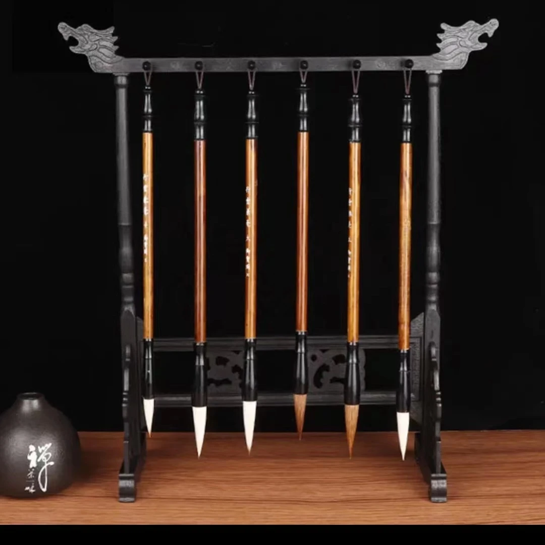 毛笔架笔挂毛笔挂复古挂笔架简约书法毛笔架子12针龙头精品塑料