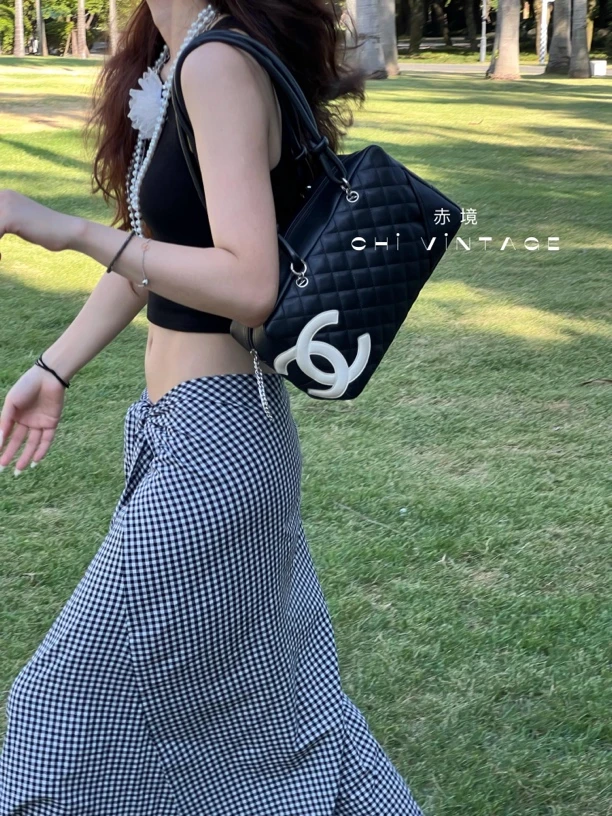95新 Chanel/香奈儿 0395 黑白康鹏枕头单肩包05-06