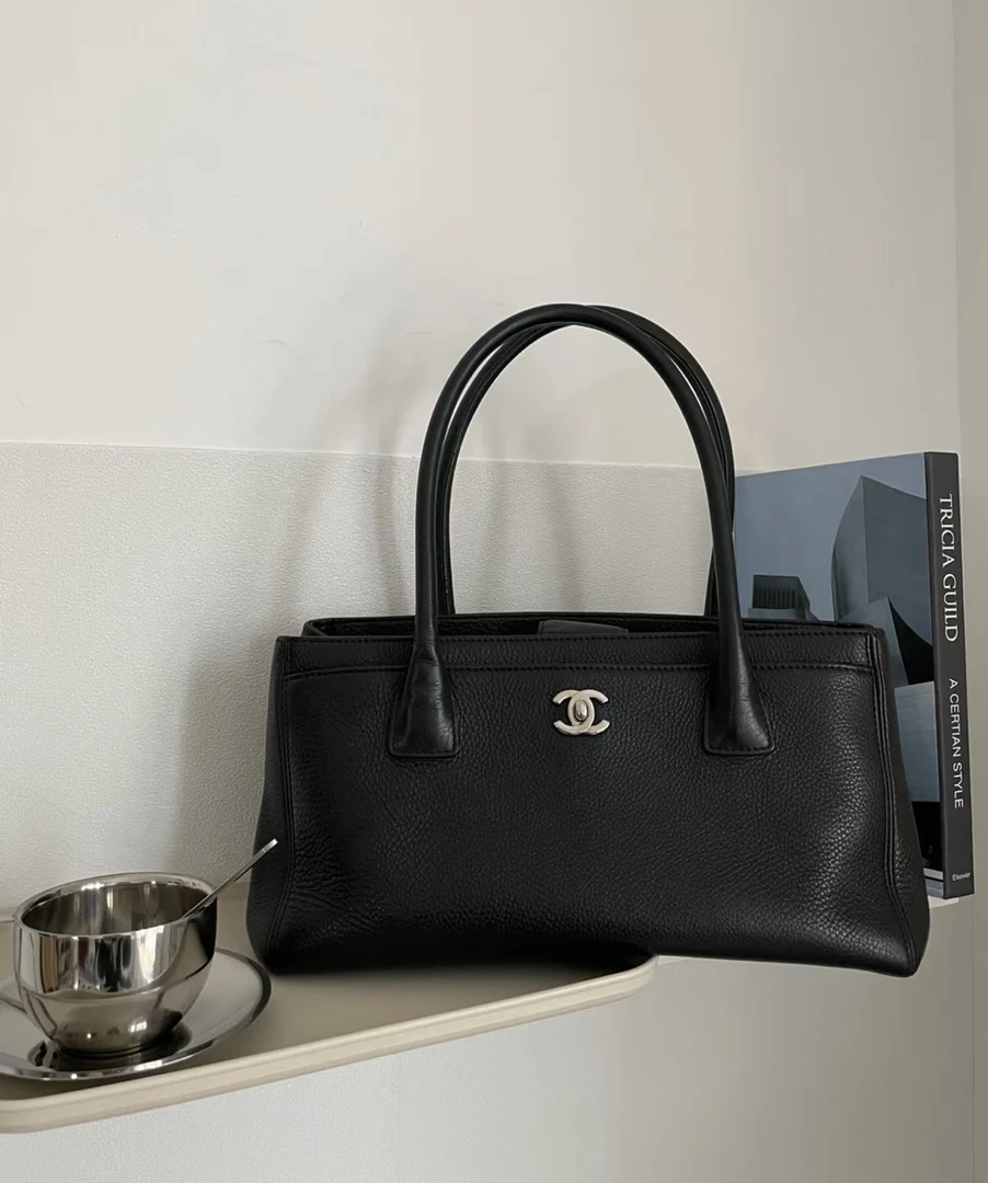 95新 Chanel/香奈儿 1705 黑银cerf单肩包小号12-13