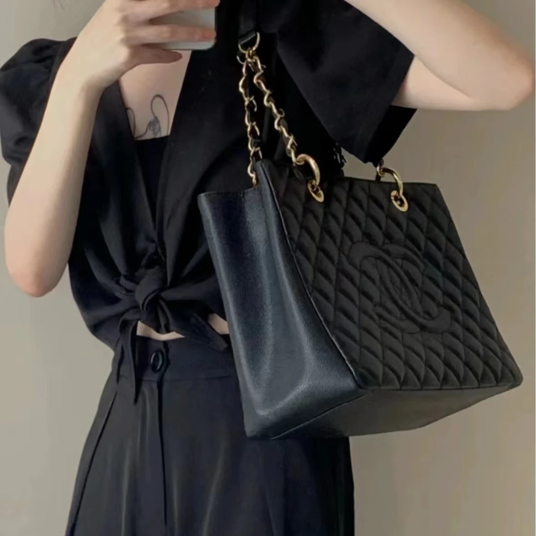 95新 Chanel/香奈儿 4165 黑金gst单肩包托特时尚休闲简约百搭