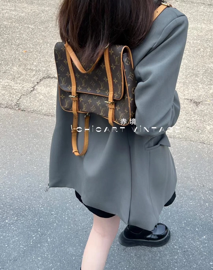 95新 LouisVuitton/路易威登 4591 老花变形金刚大号双肩包时尚