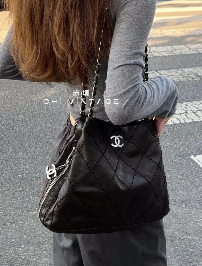 95新 Chanel/香奈儿 7623 巧克力色拉链机场单肩包06-08时尚百搭