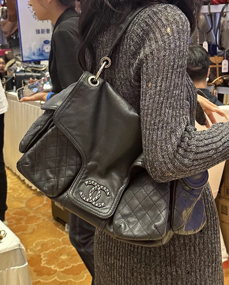 95新 Chanel/香奈儿 赤境包展 黑银机车机场