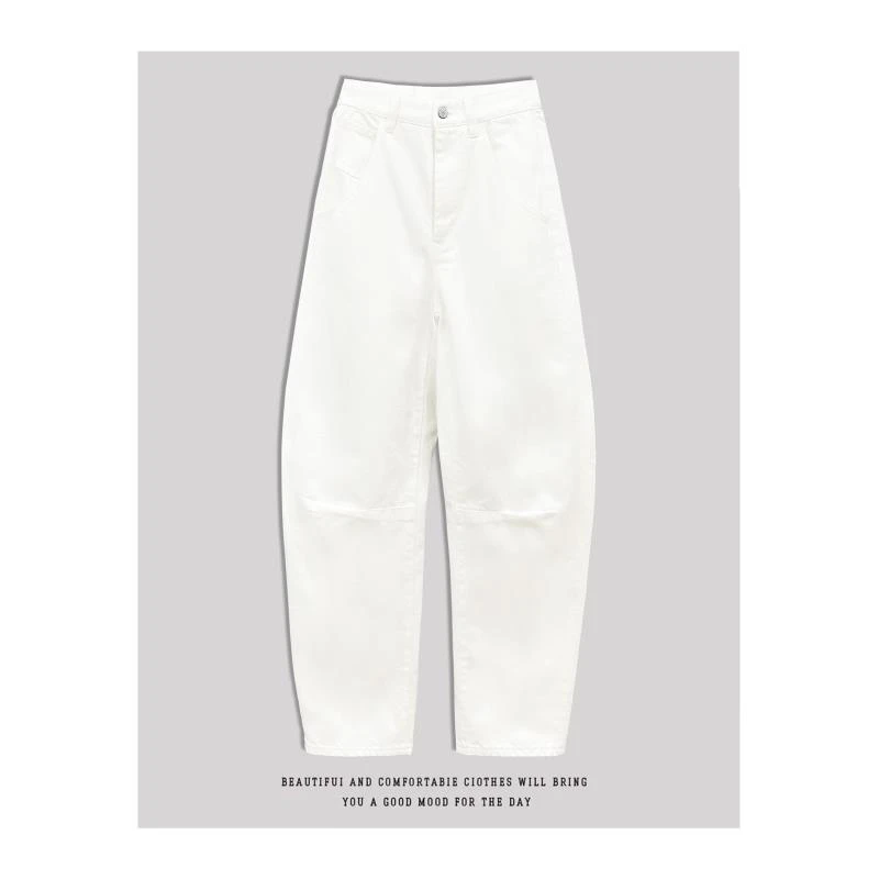 JinJin【蔷薇恋人】小众设计师 高腰复古宽松阔腿气质牛仔裤 JYK577