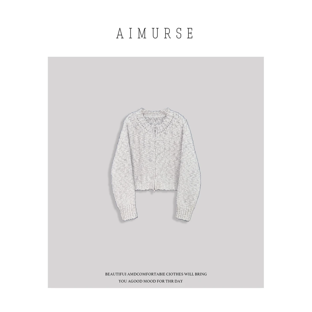 JinJin 小众设计师 冬季保暖简约百搭休闲羊毛开衫 AM947