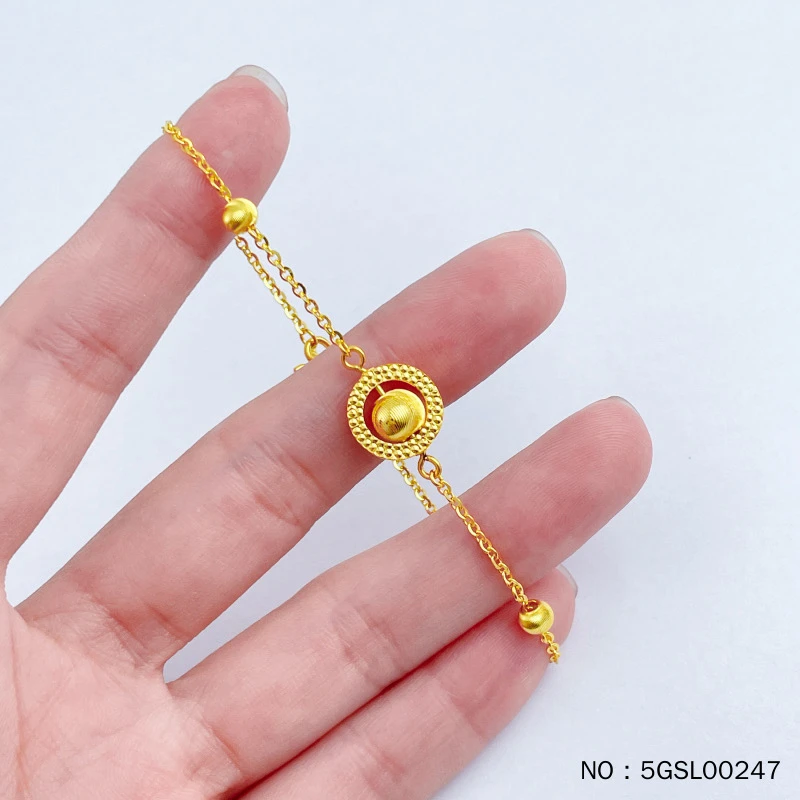 足金999猫眼转运珠仿钻圆环黄金手链纯金套链时尚百搭精致