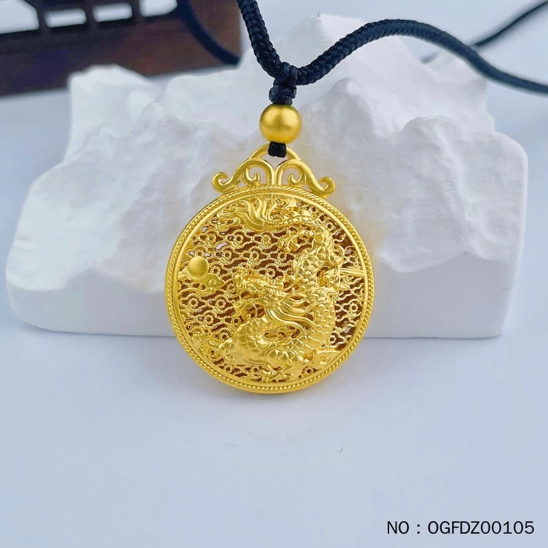 足金999古法传承龙游九天黄金吊坠男款凤舞挂坠女龙凤呈祥情侣款