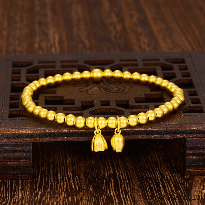 足金999传承两世欢莲蓬古法黄金手串纯金转运珠手链送母亲节好物