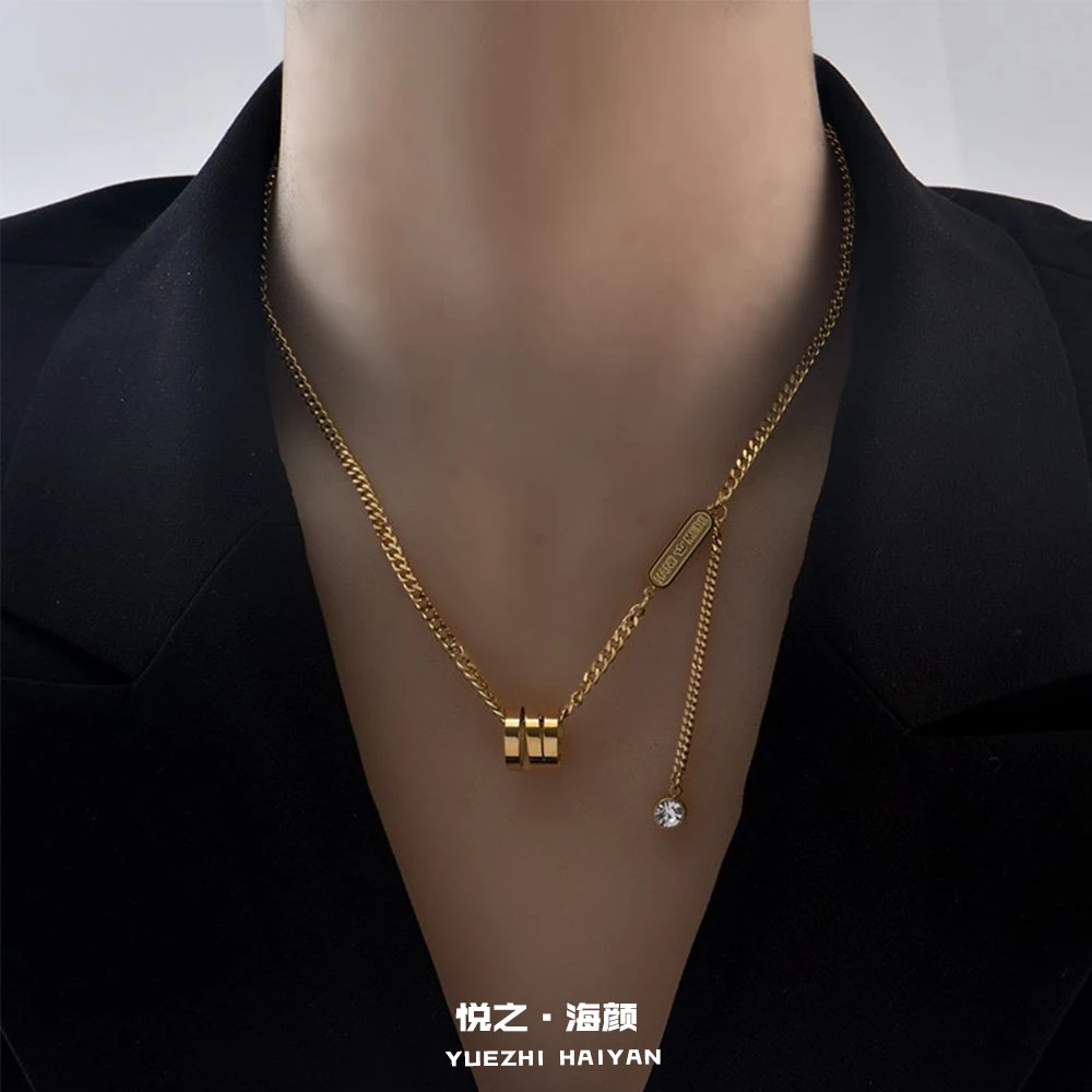 钛钢项链 欧美轻奢钛钢气质毛衣链流苏锁骨链小众小蛮腰高级ins