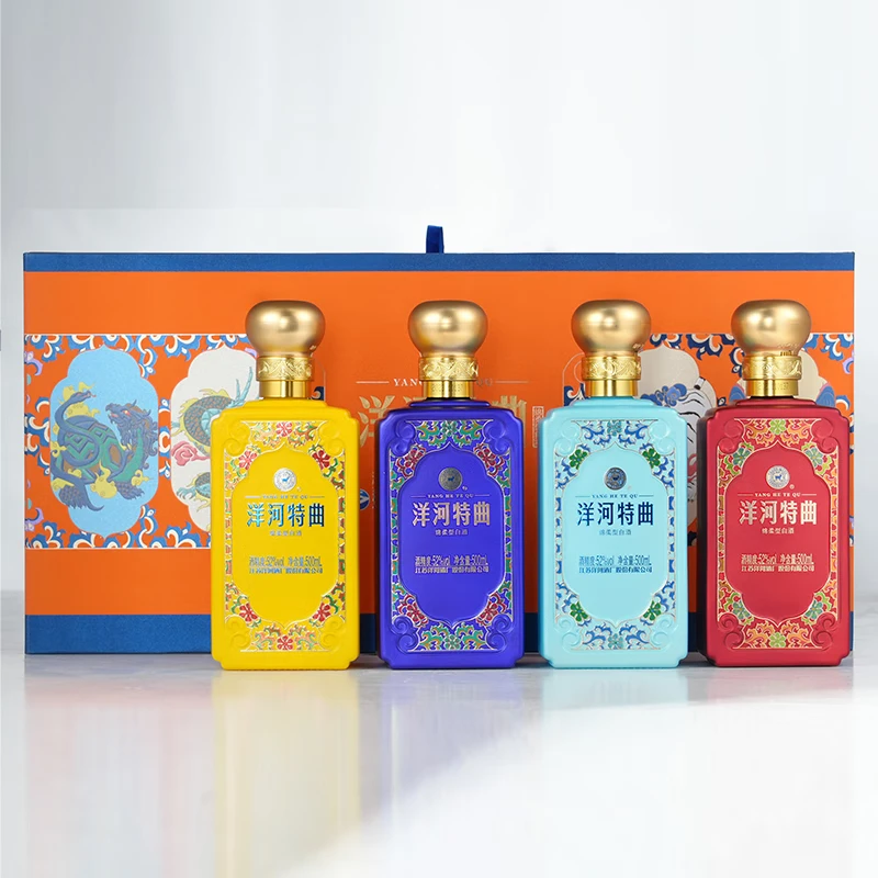 洋河特曲四大神兽龙年送祥瑞52度绵柔型礼盒52度500ml*4瓶