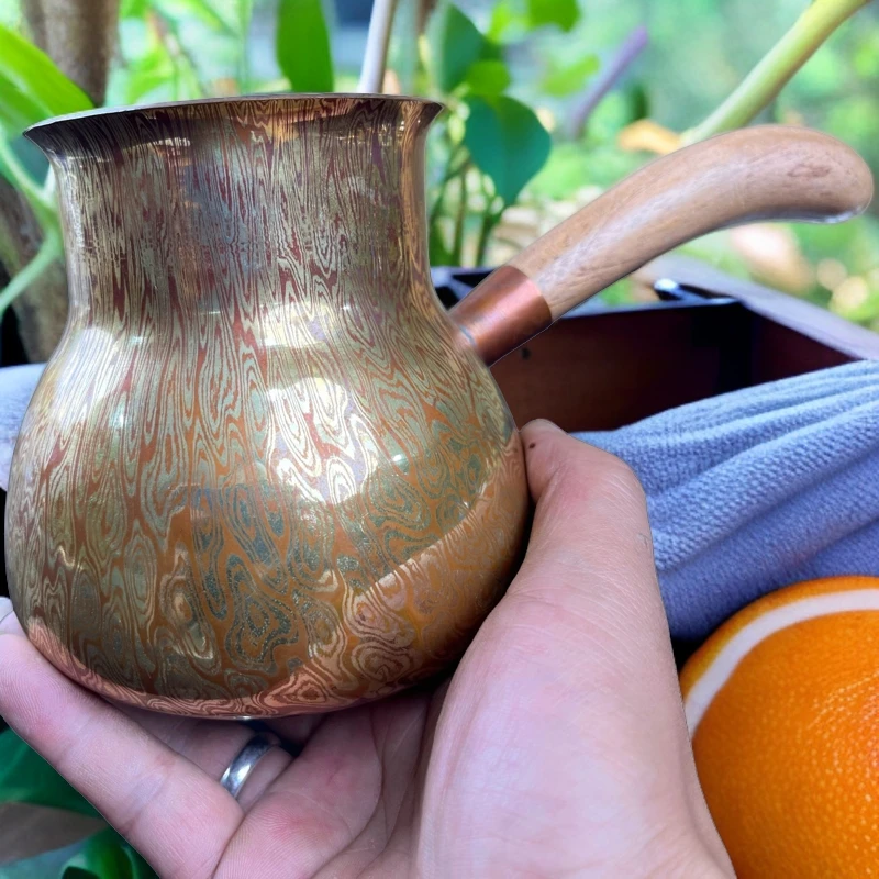 铜器煮茶罐木纹金烤茶罐纯铜复古风