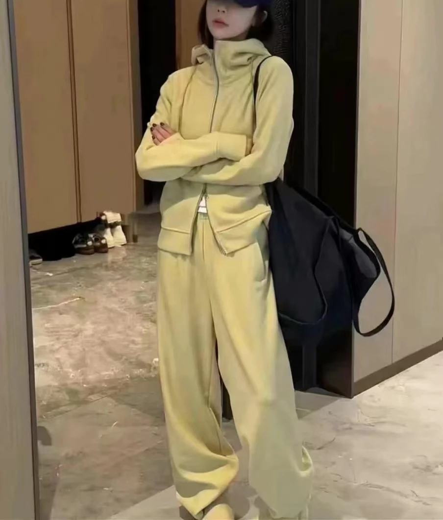 24439大码胖MM秋冬新款加绒加厚套装休闲时尚运动卫衣卫裤两件套