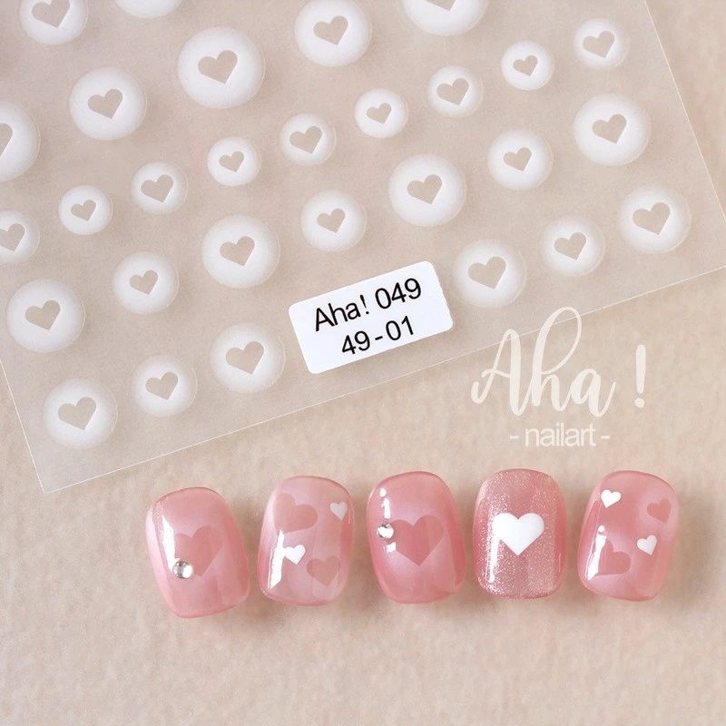 慕卡茜新款半透镂空美甲贴纸白色渐变晕染美甲爱心星星蝴蝶指甲贴