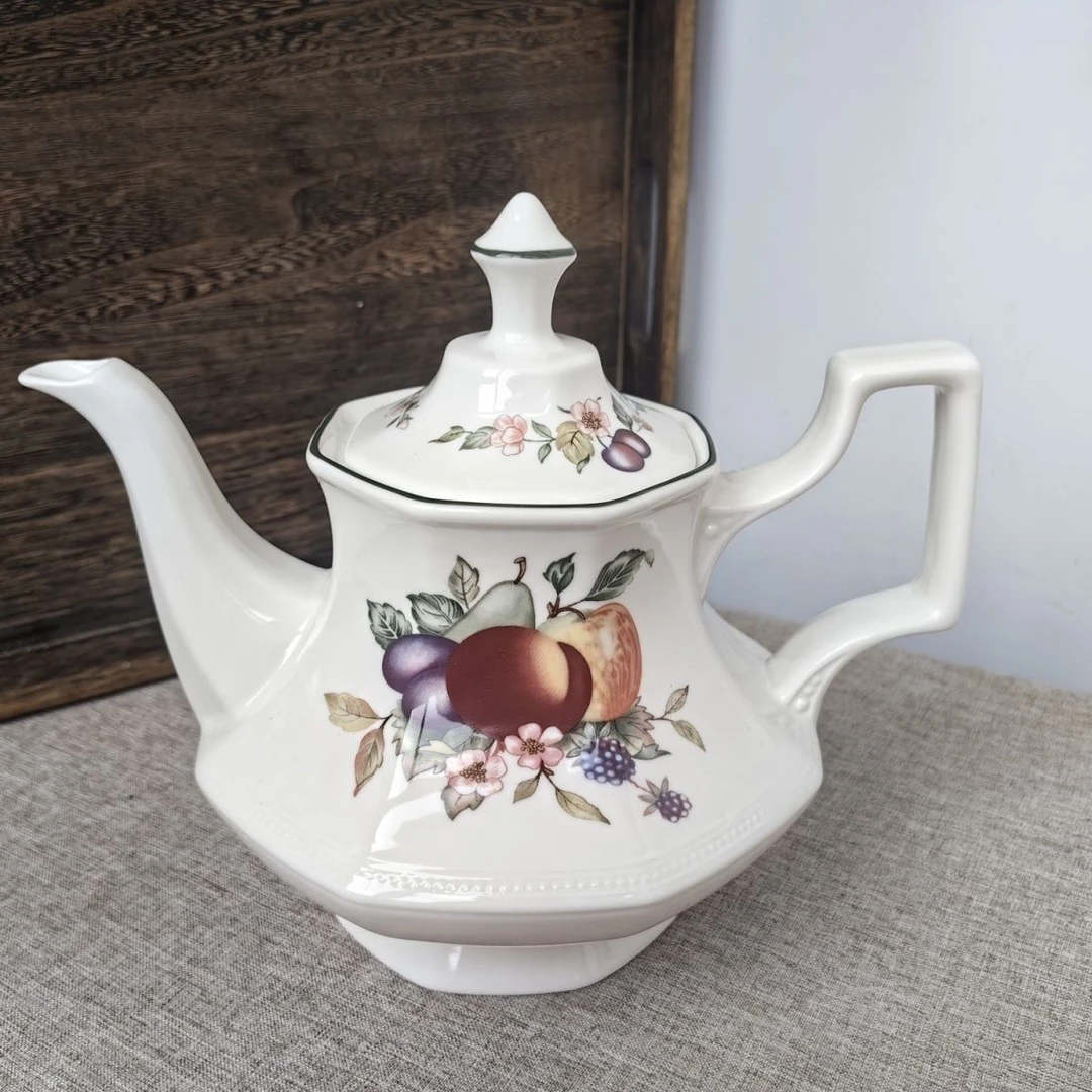 磁州窑出口尾货八角茶壶一套