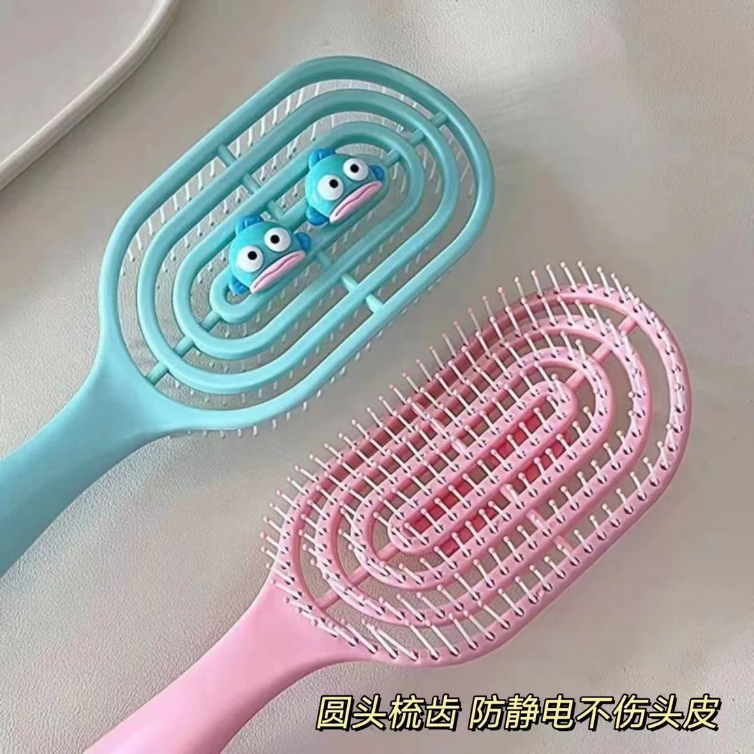 多巴胺镂空可爱DIY贴片多功能气囊梳子干湿两用学生便携式排骨梳