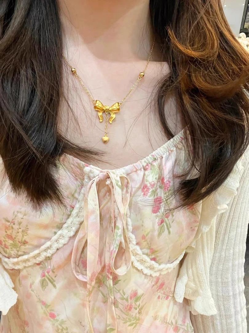 铜合金项链 在逃公主项链蝴蝶结气质百搭M扣