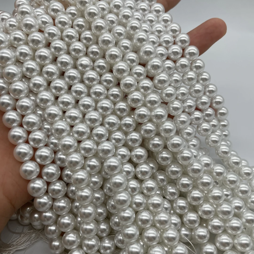 2条8mm精品贝珠高货不掉皮不掉色diy项链手链串珠材料