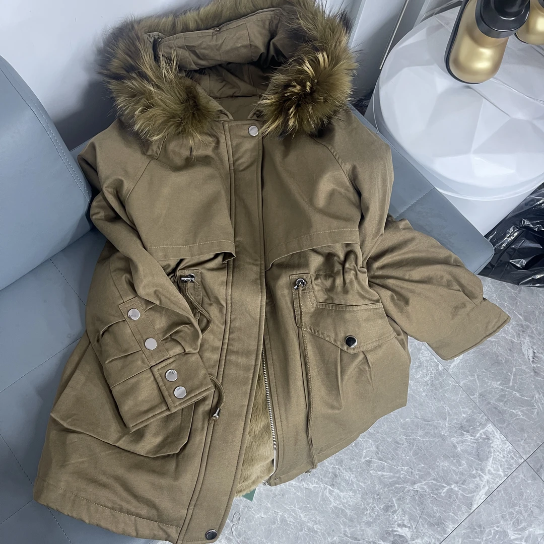 829新款女款派克服貉子毛领休闲百搭保暖外套