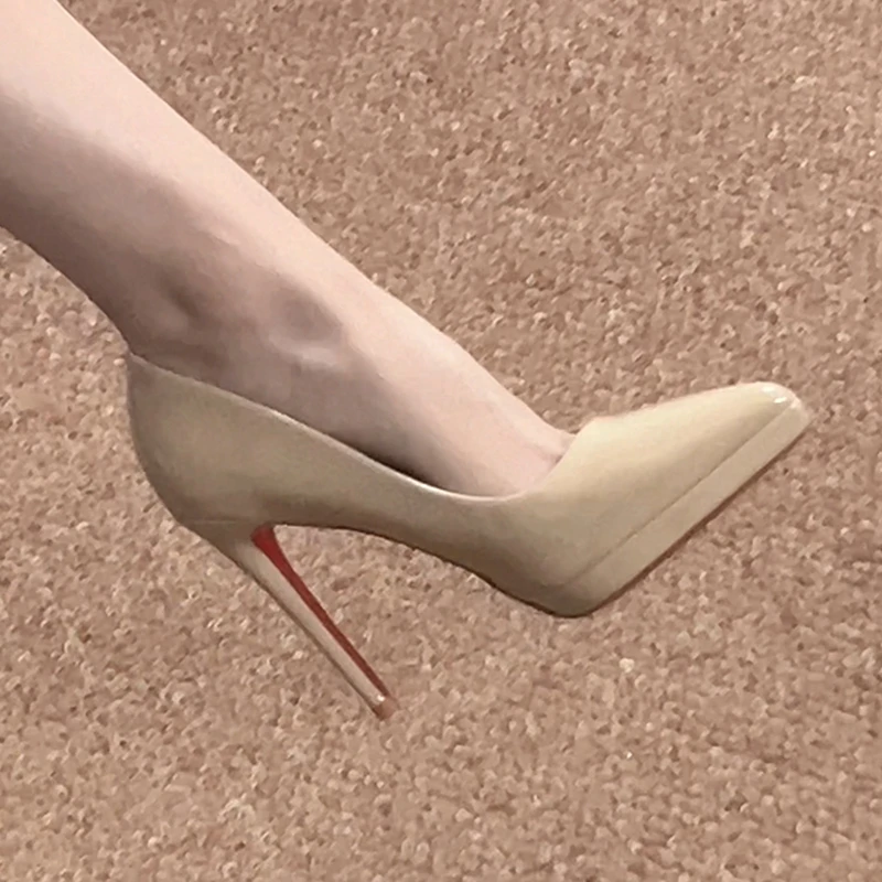 红底高跟鞋女防水台裸色细跟秋冬2025年新款漆皮性感尖头职业单鞋