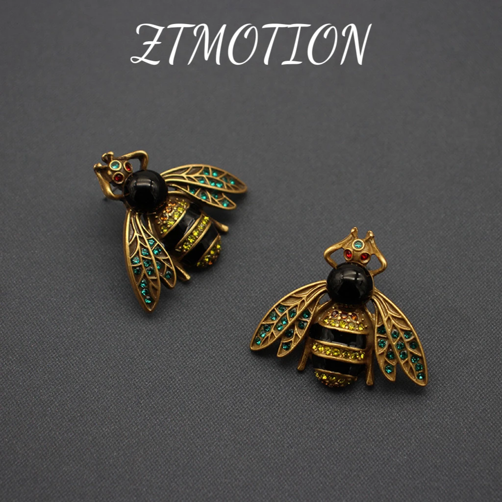 铜合金耳饰 欧洲简约经典复古小蜜蜂耳钉琉璃耳环宫廷风