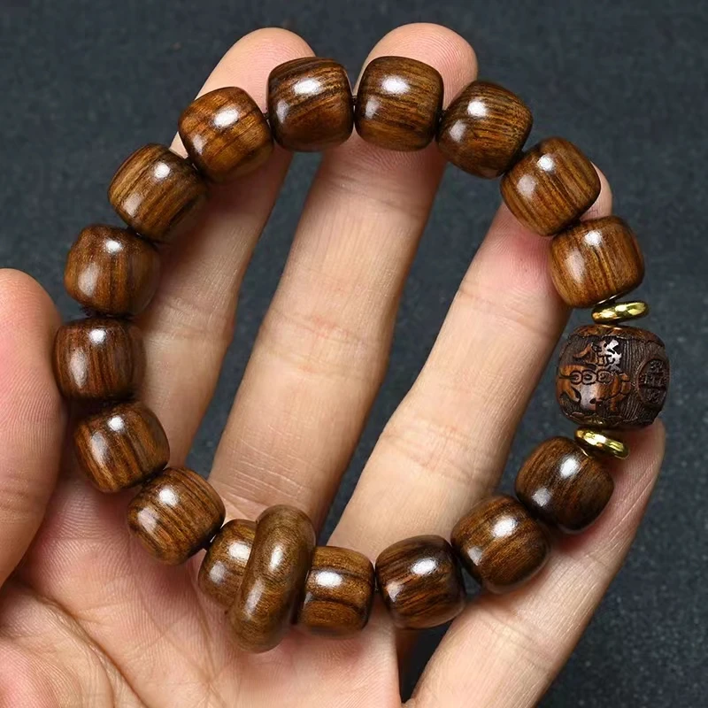 花梨木老形珠手串雕貔貅檀木送人自玩品质如图（原木原色） 黄花梨