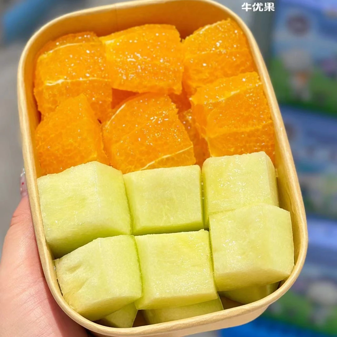 橙子拼网纹瓜（不低于450克）鲜果切小时达