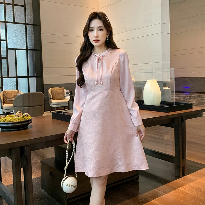 奢姿2024年秋季新款大码女装新中式旗袍裙子胖妹妹拼接气质连衣裙